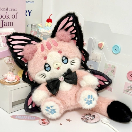The original fantasy creature of Cat Ball's Fantasy Island - Mili, a cute plush fantasy butterfly kitten doll, approximately 26cm, sitting anima-shaped cotton plush doll ML20-03 The original fantasy creature of Cat Ball's Fantasy Island - Mili, a cute plush fantasy butterfly kitten doll, approximately 26cm, sitting anima-shaped cotton plush doll ML20-03